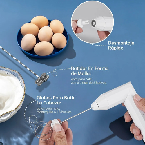 Imagen 4 de 7 de Batidor Eléctrico De Globo Para Leche Y Café Usb Recargable