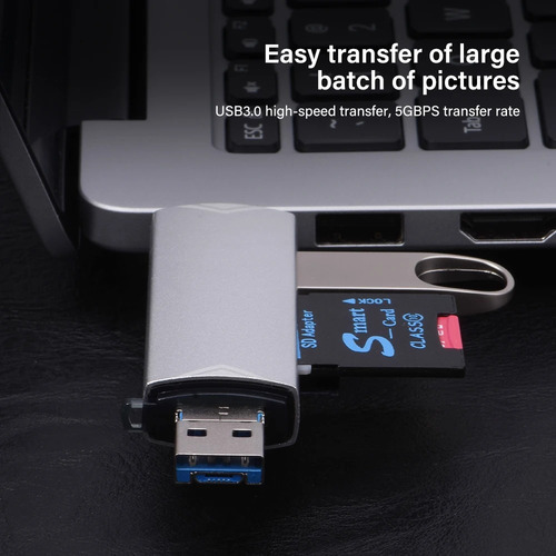 Leitor De Cartão 6 Em 1 Usb Sd Tf Micro Sdhc Mmc Ms Rápido Preto