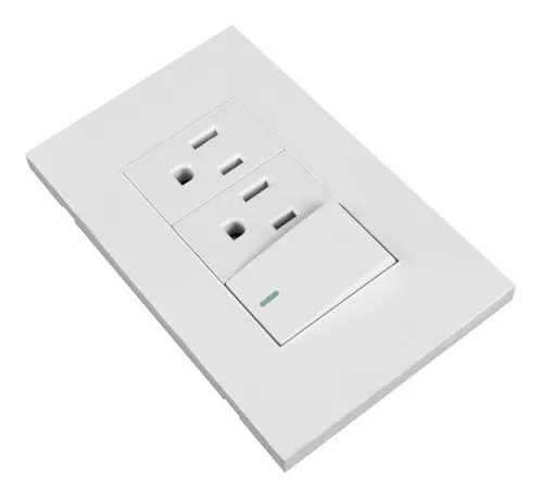 comprar Tomacorriente Doble Polo A Tierra + Interruptor Conmutable Color Blanco