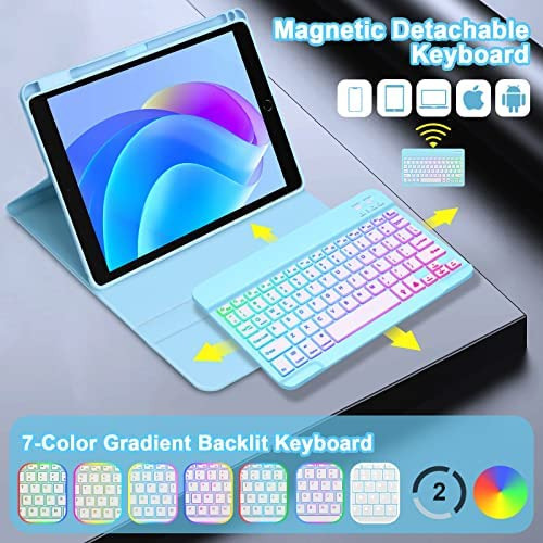 Funda Con Teclado Goojodoq / For iPad 10.2 / Blue