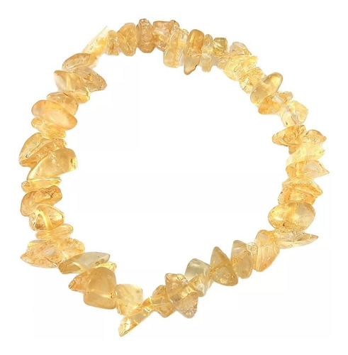 Pulsera De Cuarzo Citrino Chip Prosperidad Abundancia Piedra