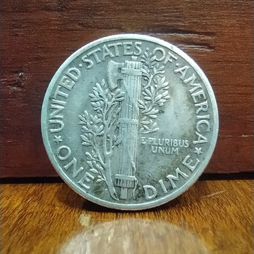 Antigua Moneda De Plata One Dime Usa 1944 Km# 140