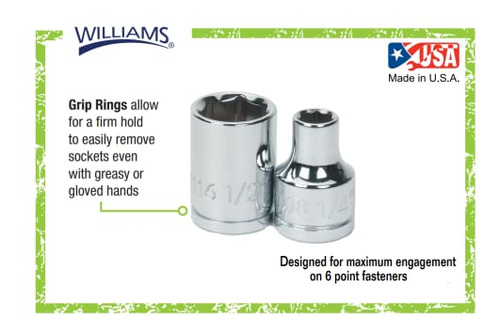 Enchufe Poco Profundo Williams Bm-622 3/8 Drive, 6 Puntos, 2
