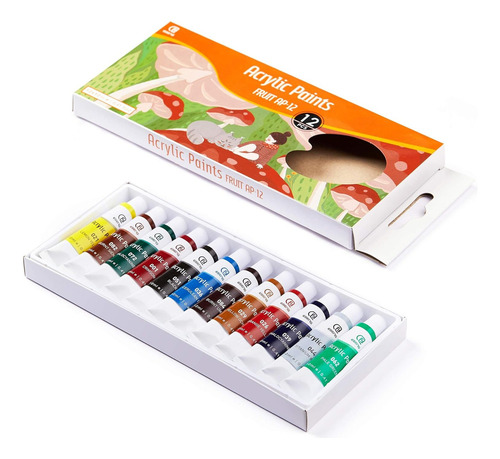 Pintura Acrilica Profesional 12 Colores Con 12ml Plumoteca