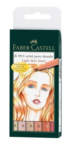 Set X6 Pitt Artist Pens Brush Faber Castell Light Skin Tones