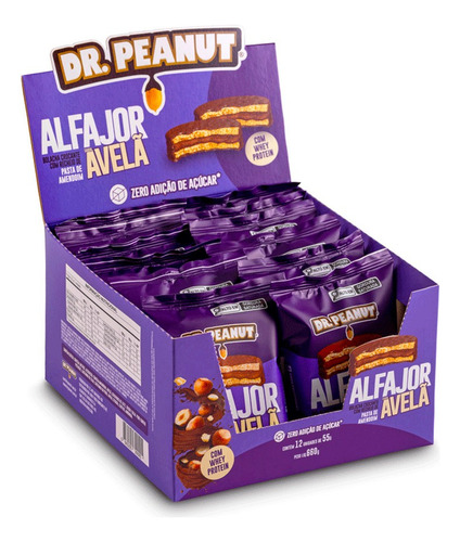 Alfajor Dr. Peanut Whey 12un Avelã Doce De Leite Brigadeiro
