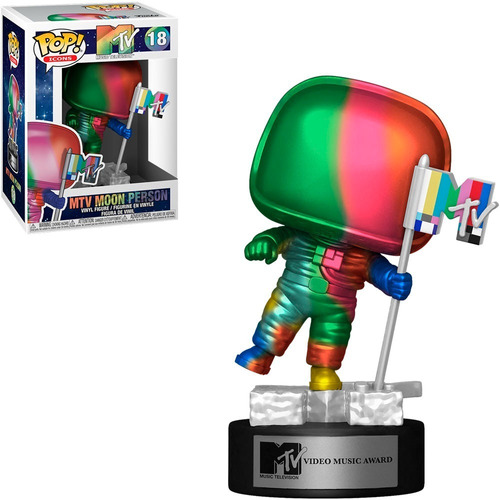 Funko Pop Rocks Icons 18 - Mtv Moon Person Rainbow Troféu 