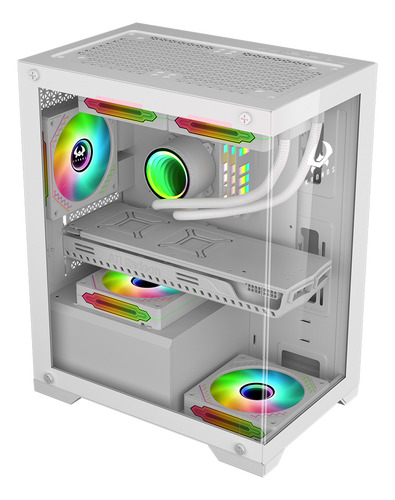 Gabinete Kronos Diamond White Matx, Panel Vidrio, 5 Coolers