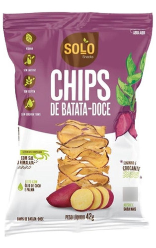 Kit 3x: Chips De Batata Doce Assado Solo Snacks 42g