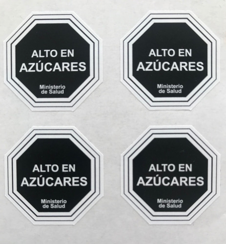 Sellos Alto En AzĂșcar, Adhesivo Minsal, Etiqueta Alto Sodio