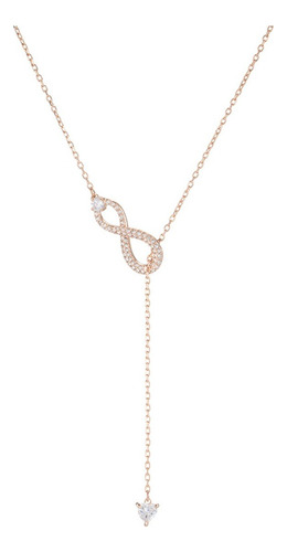 Collar Infinity Swarovski En Plata Y Oro Rosa Rosa