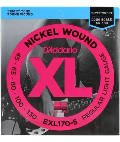 Encordado Daddario Exl170 Xl 045 - 100 Bajo 4 Cuerdas