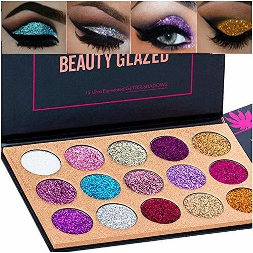 Paleta De Sombra De Ojos Con Purpurina De 15 Colores Y Brill