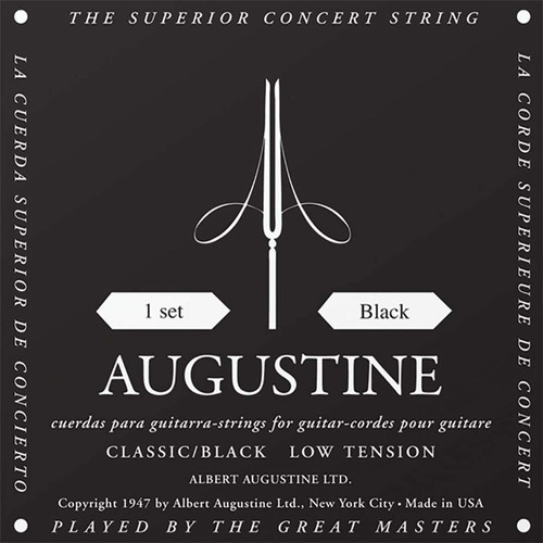 Cuerdas De Guitarra Clásica Augustine Black Usa Tensión Baja