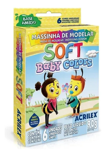 Massinha De Modelar Soft Baby Colors 6 Cores Acrilex 07370
