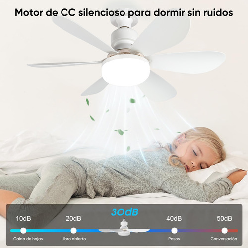 Foco Ventilador Led E26/e27 40w, Lámpara De Techo Foco Abanico Con Control Remoto, Incluye Expansor Y Base De Abanico