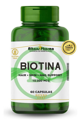 Biotina (vitamina B7) 10.000 Mcg 60 Cápsulas - 1 Unidades