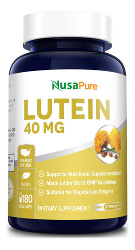 Suplemento Nusapure Luteína 40 Mg 180 Cápsulas Vegetais