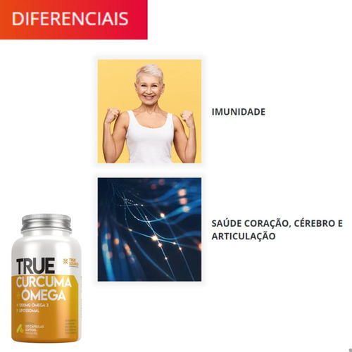 True Cúrcuma + Ômega Lipossomal 120 Cápsulas True Source