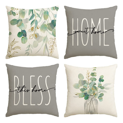 Avoin Colorlife Home Sweet Juego 4 Funda Almohada Hoja 18 X
