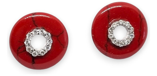 Aros Plata Rojo Con Cubic