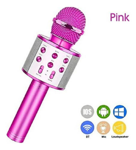 Microfone Bluetooth Karaokê Para Festas Eventos Rosa-shoque