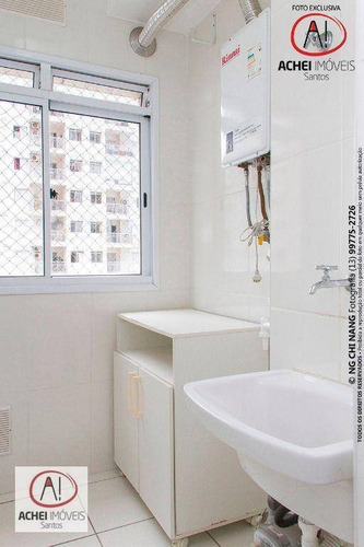 Imagem 20 de 30 de Apartamento Com 2 Dormitórios, Sala Com Sacada, Lazer Completo, 1 Vaga À Venda, 64 M² Por R$ 455.000 - Marapé - Santos/sp - Ap10953