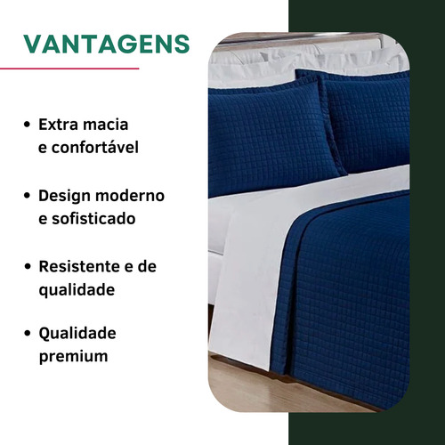Cobre Leito Colcha Matelado Casal Padrão 3 Peças Dupla Face Macio Hotel 400 Fios Premium Azul Marinho