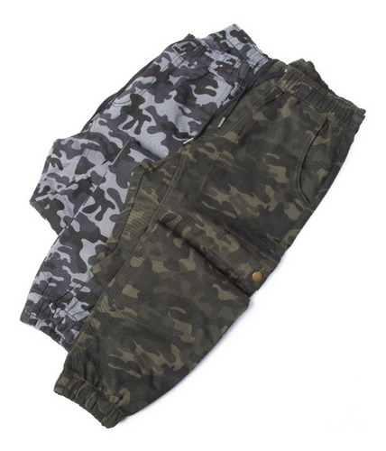 Imagen 5 de 5 de Pantalon Cargo Camuflado Hombre Gabardina Jogger Bolsillos