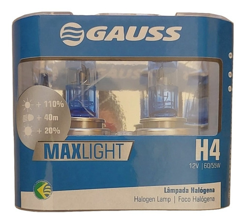 Kit Ampolletas H4 Max Light Halógeno 12v 60/55w 