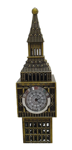 Imagem 3 de 6 de Miniatura Decorativa Torre Big Ben Com Relógio Metal 23,5 Cm