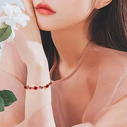 V Pulsera Con Dijes De Flores Rosas Mlepus Para Mujeres