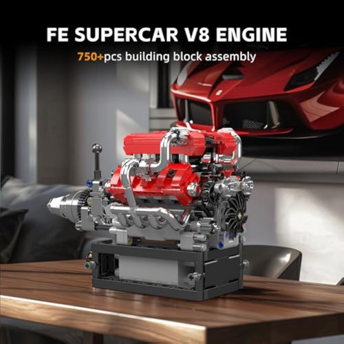 Modelo De Motor Mould King 10204 V8 Que Funciona -