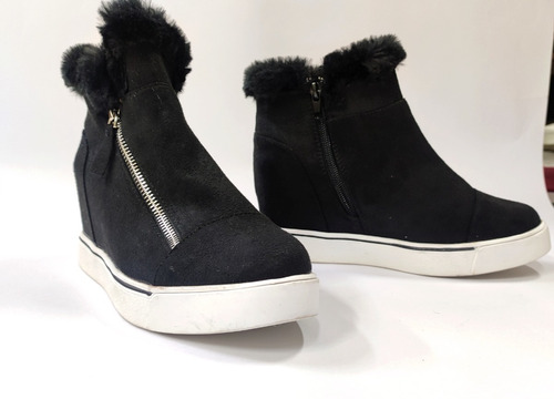 Botines Negros Con Peluche Para Mujer Talla 35.5 - Nuevas