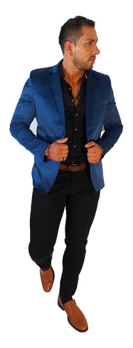 Saco Hombre Sport Elegante Entallado Satinado Fiesta