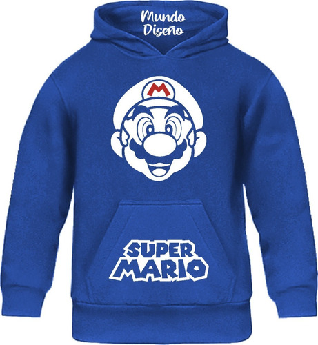 Poleron De Niño Con Capucha Super Mario Bros Rostro