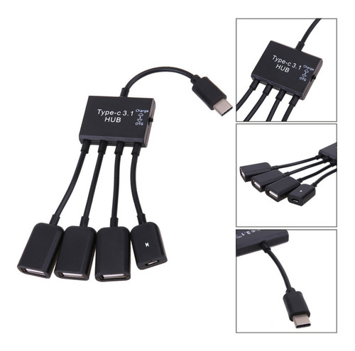 Cable Otg Multifuncional 4 En 1 Hub Usb Tipo Micro Usb 2.0