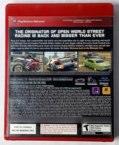 Midnight Club Los Angeles Complete Edition Ps3 Retromx (Usado)