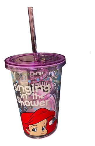 Vasos Infantiles Disney Ariel Monster Inc Plastico C/ Popote