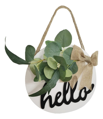 Hello Sign Puerta Frontal De Madera Hello Wreaths Perchas De