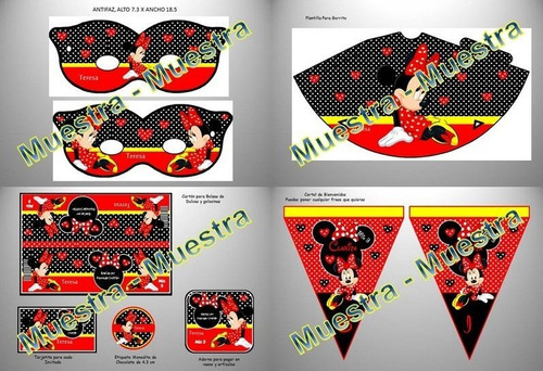 Kit Imprimible Minnie Roja Fiesta 3x1