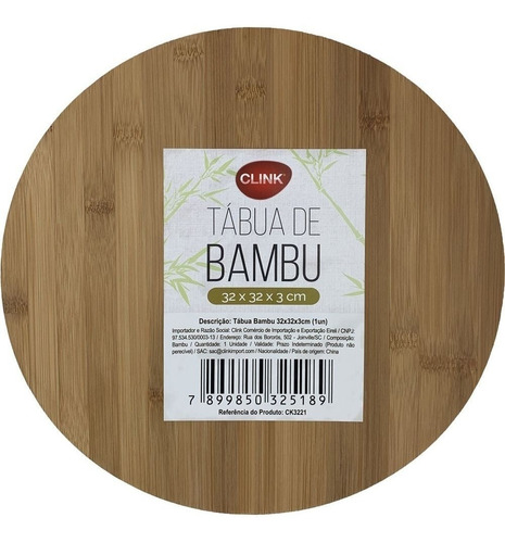 Tábua Giratória De Bambu Churrasco E Petiscos 32x3cm Clink