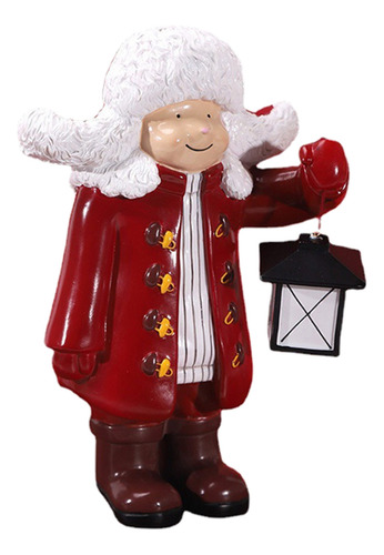Lindo Niño De Invierno Estatuilla Adorno Navideño Rojo