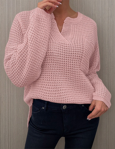 Suéter De Moda Para Mujer Con Cuello En V Y Manga Larga Con
