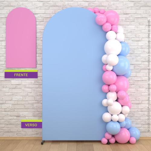 Capa Painel Romano Dupla Face Rosa/azul Liso 2x1m Veste Fácil Tecido Sublimado Duas Cores Decorativo
