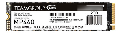 Unidad Ssd Team Group Mp44q Nvme 2tb Pci Express 4.0 M.2