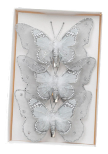 3 Piezas De Adornos De Mariposas Para De Navidad Con Clip