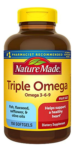 Triple Omega 3-6-9, 150 Cápsulas Blandas Tamaño Económico, S