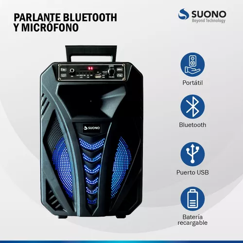 Como Funciona Altavoz Bluetooth Portatil Con Radio FM, Micro SD, USB y  Batería Liso Azul BBQ SPEAKER 