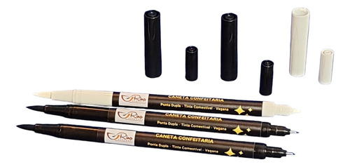 Caneta Alimentícia | Caneta Confeitaria Kit Preto E Branco